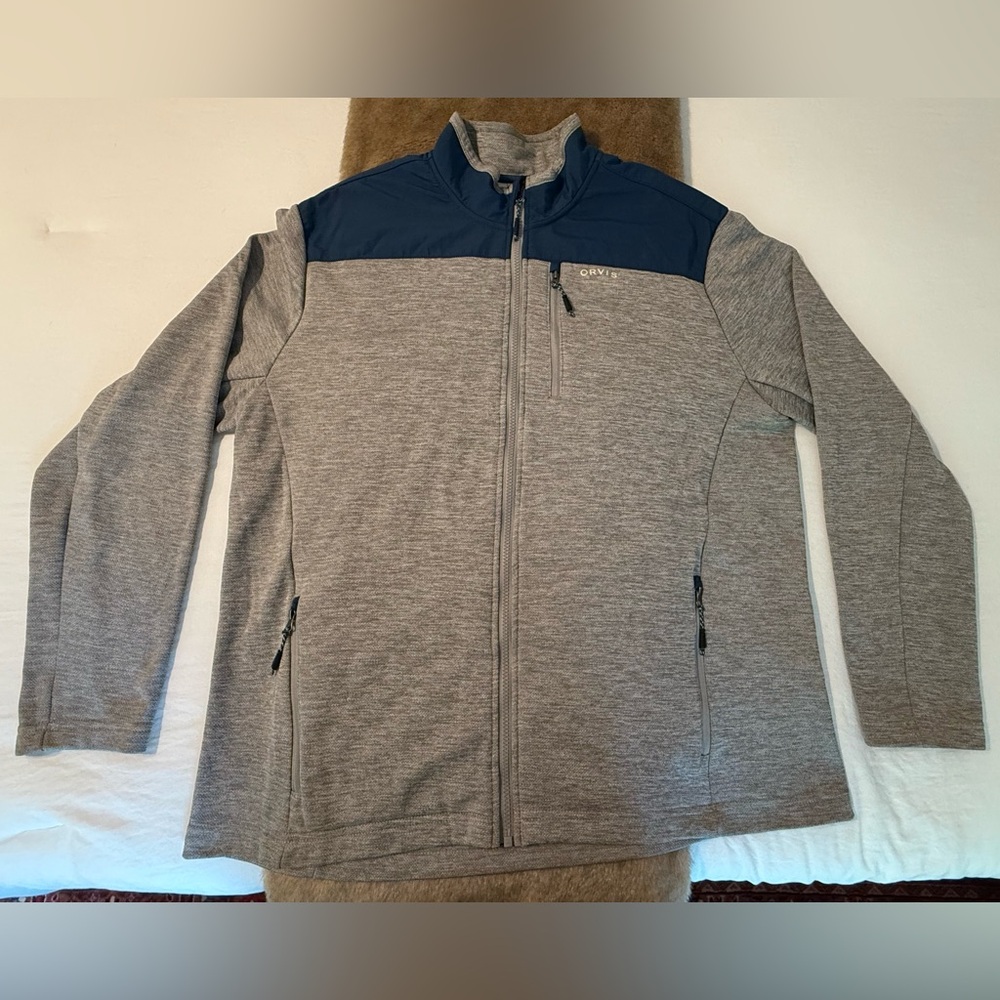 Gray and Blue Men’s Orvis 3 Pocket Full-Zip Jacket